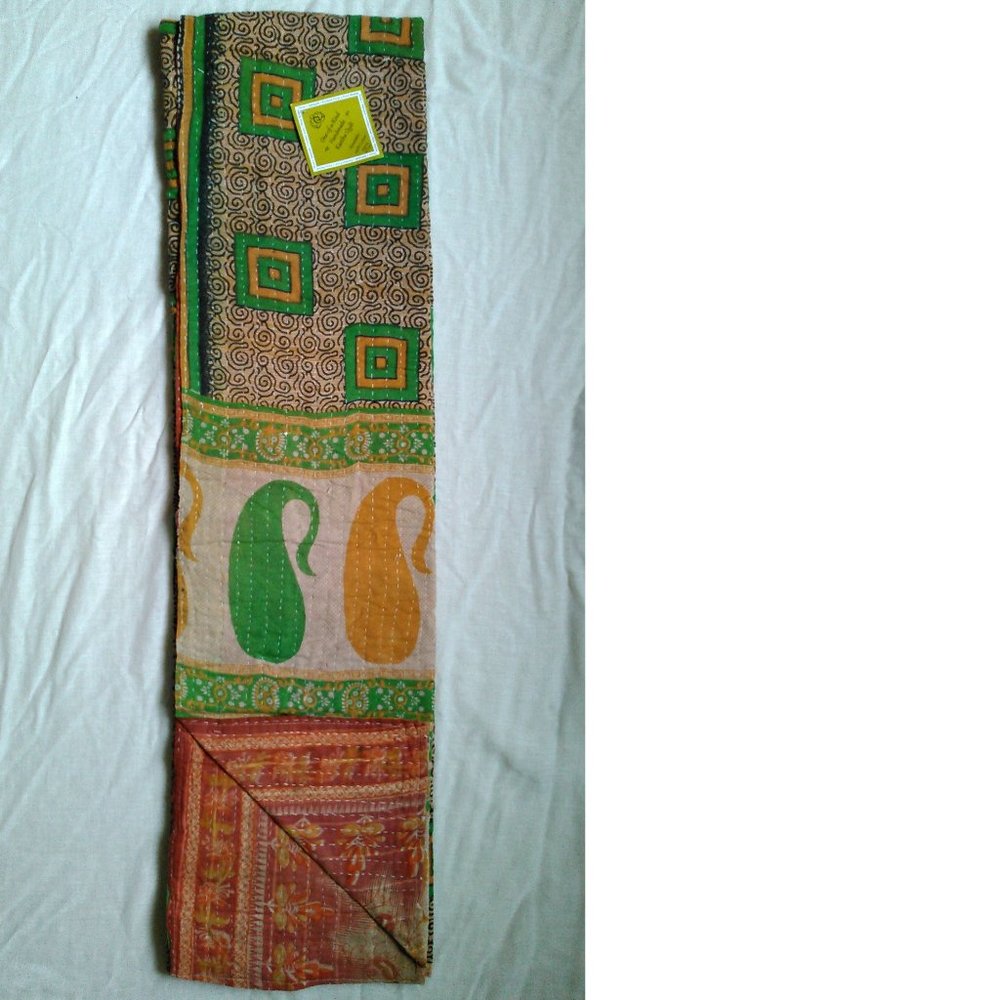 58" x 88" One-of-a-Kind Handmade Kantha Quilt